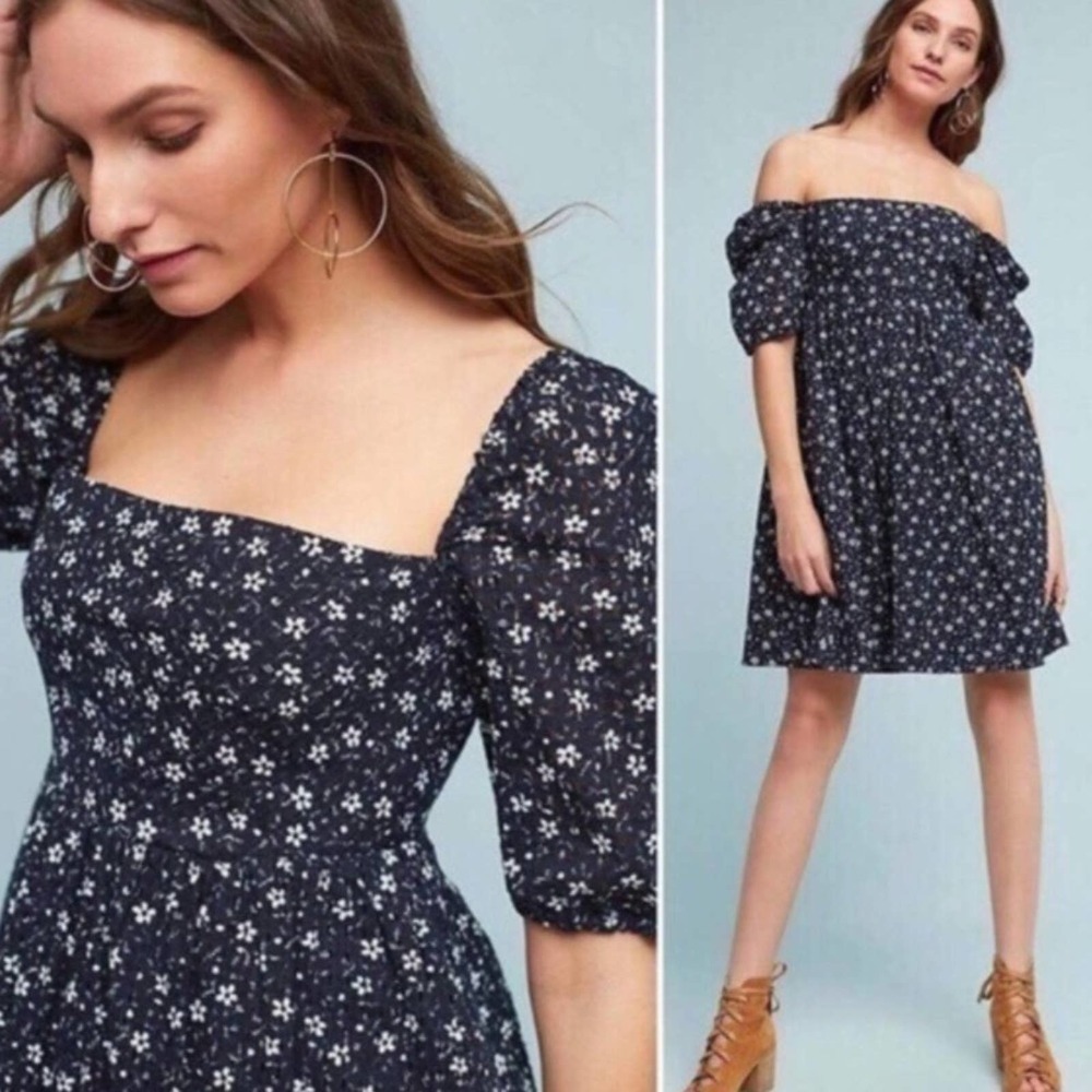 Anthropologie Maeve Lillian Floral Eyelet Dress Size 2